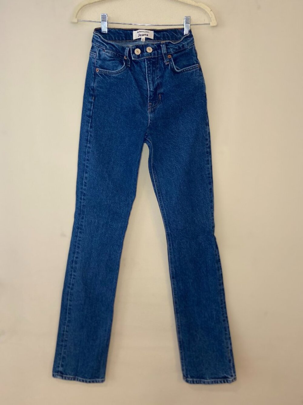 Reformation Jeans High Rise Straight Leg Rigid Dark Wash Sz 23
